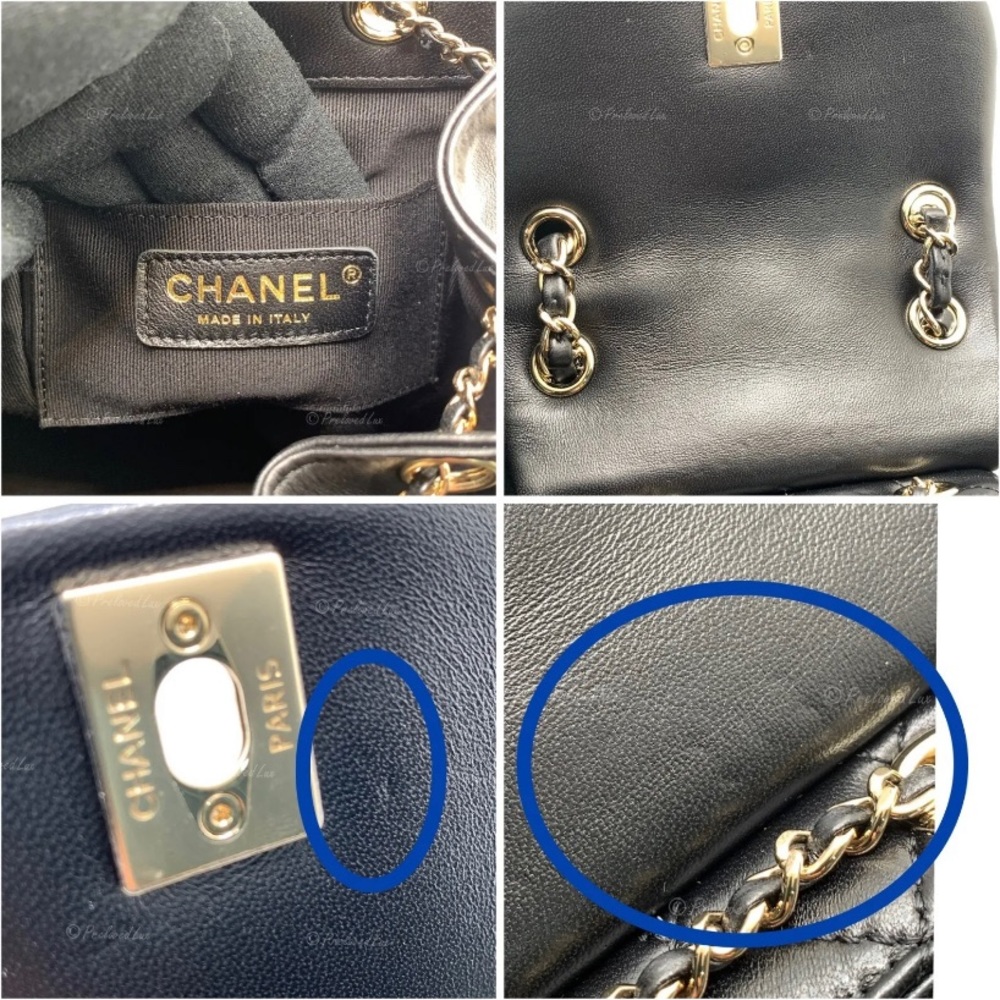Authentic CHANEL Black lambskin Mini Duma Drawstring Backpack / Gold Hardware - Picture 10 of 12